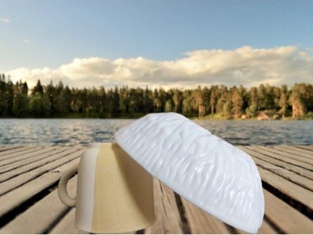 Aroma Café Ceramic Coffee Mug Set with Apple Shaped Snack Plates - Image 5