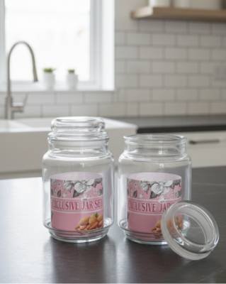 Lumina Black Pearl Exclusive Glass Jar Set – 2 Pieces, Transparent Storage Container with Lid – Kitchen Storage, Multipurpose Organizer - Image 2